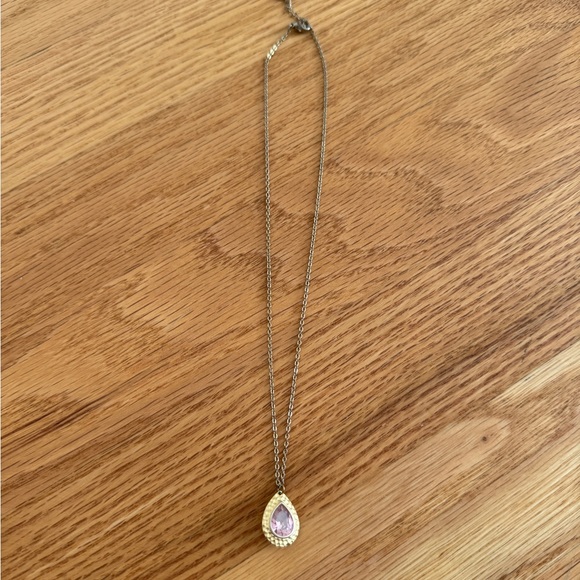 pink gem teardrop necklace - Picture 1 of 5